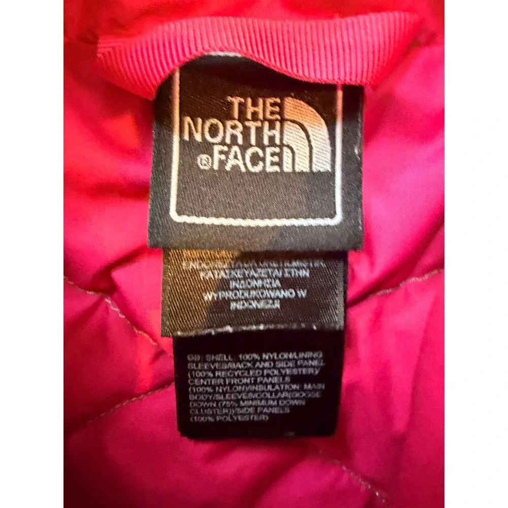 The North Face 550 Down Jacket Girls XL 18 Metallic Silver Pink Puffer Quilted